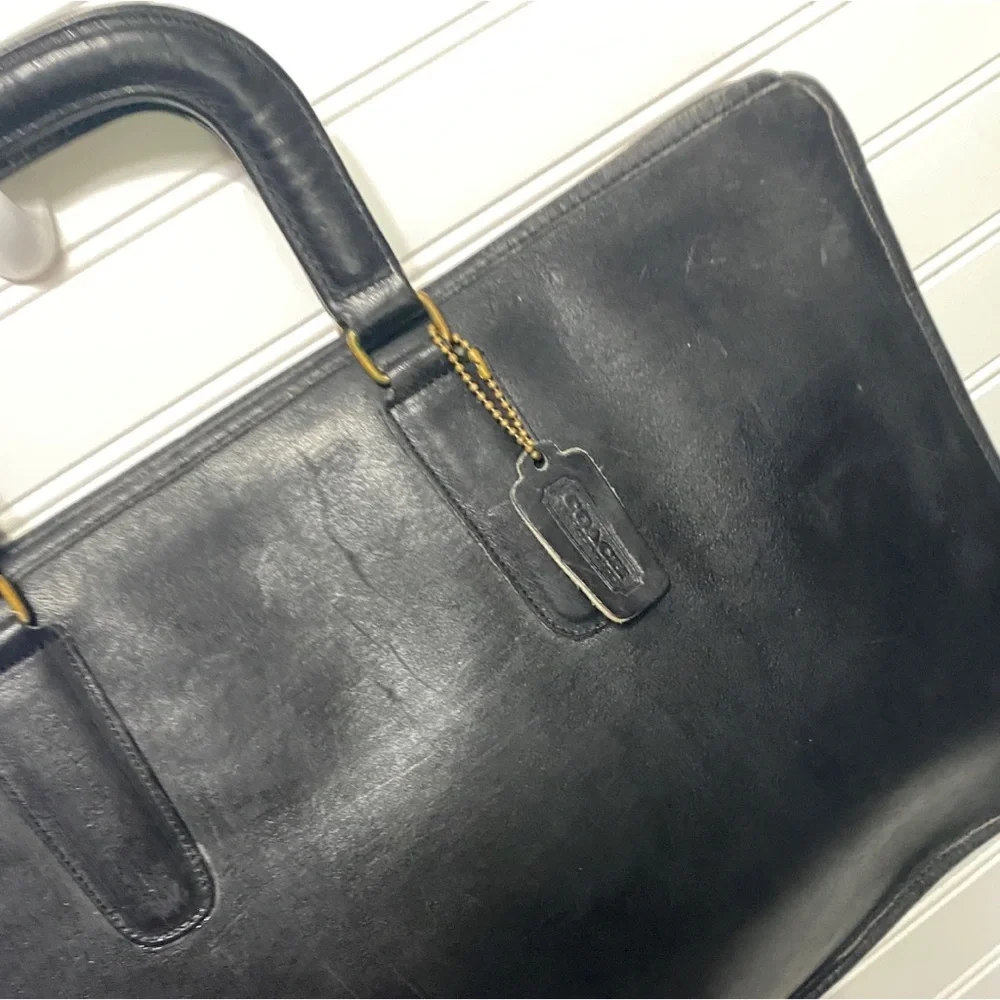 Coach Vintage Bonnie Cashin Black Slim XL Briefcase Shoulder Bag NYC 17 x 10